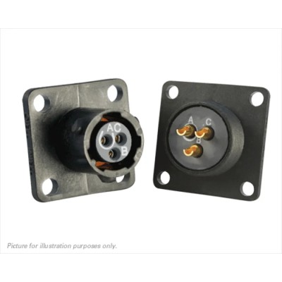Souriau Sunbank by Eaton Circular Connector, 3 Contacts, Flange Mount, Standard Size, Plug Female, IP68 IP69K UTS08E3S
