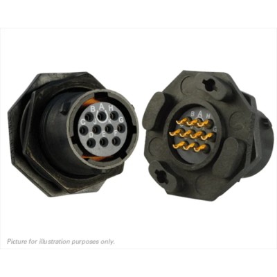 Souriau Sunbank by Eaton Circular Connector 10 Contacts Panel Mount Plug Female IP68 IP69K 600V 6A UTS712E10S