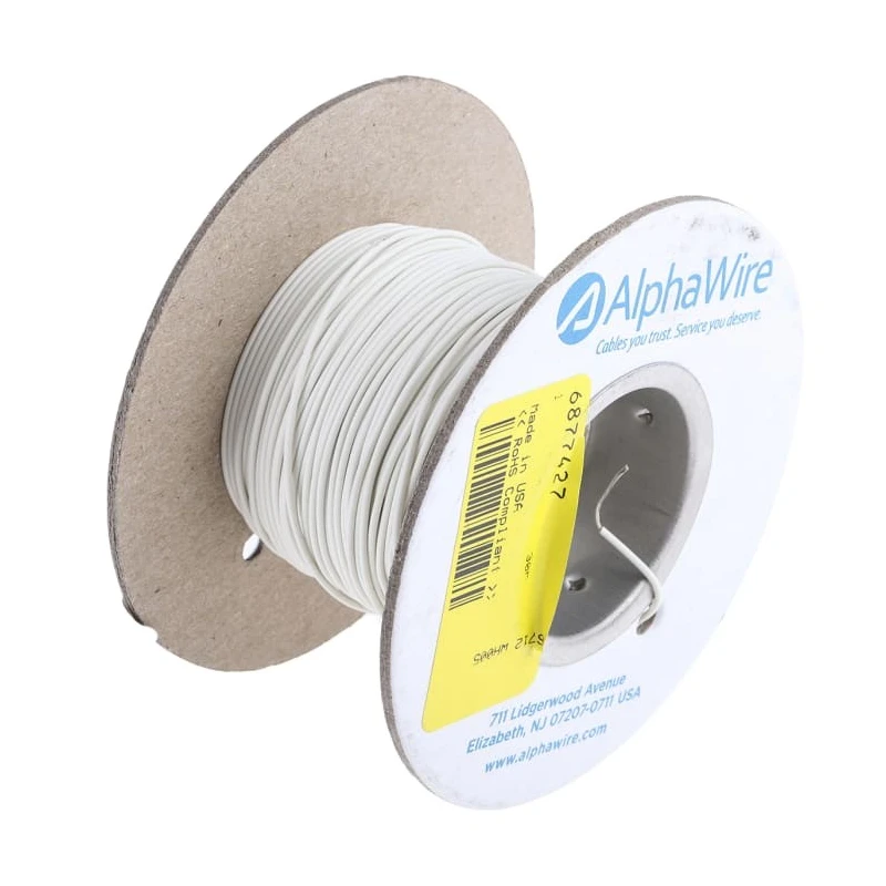 Alpha Wire Ecogen Ecowire Series White 0.2 mm² Hook Up Wire, 24 AWG, 7/0.20 mm Core Strands, 30 m Length 6712 WH005