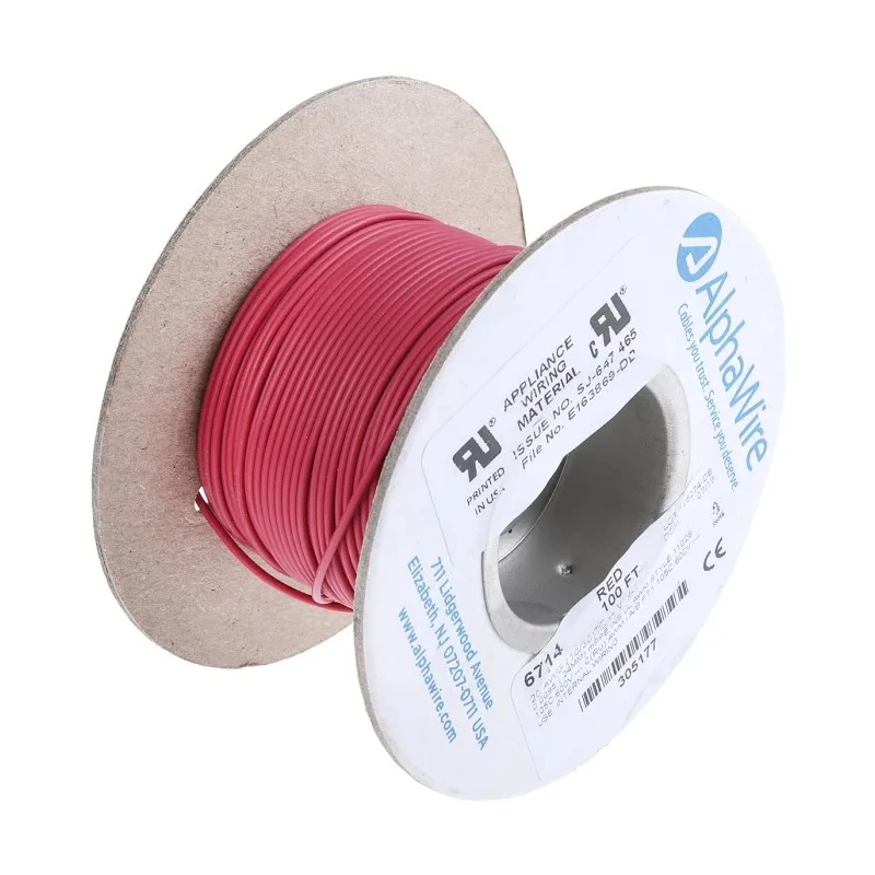 Alpha Wire Ecogen Ecowire Series Red 0.52 mm² 20 AWG Hook Up Wire, 10x0.25 mm Strands, 30 m Length, 600V, Flame 6714 RD005