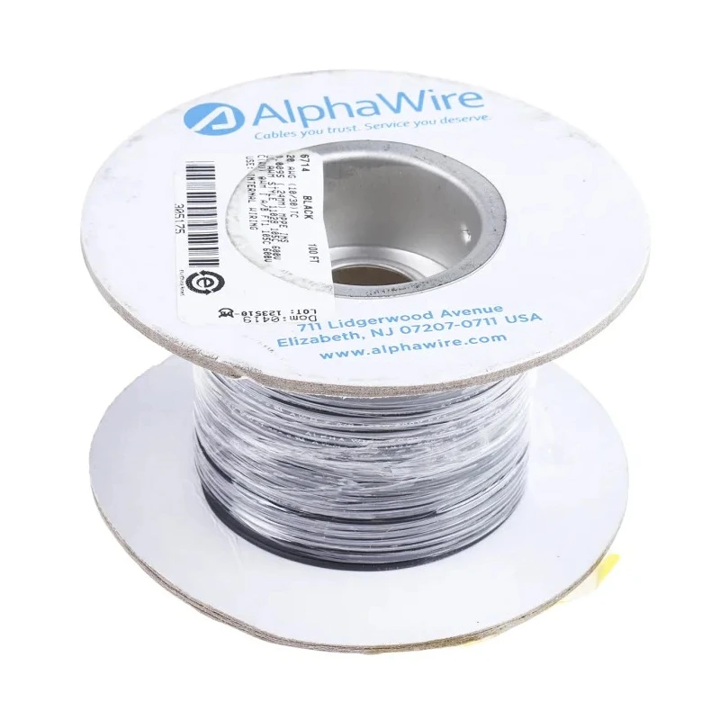 Alpha Wire Ecogen Ecowire Series Black 0.52 mm² Hook Up Wire 20 AWG 10x0.25mm Copper 30m 600V 105°C 6714 BK005