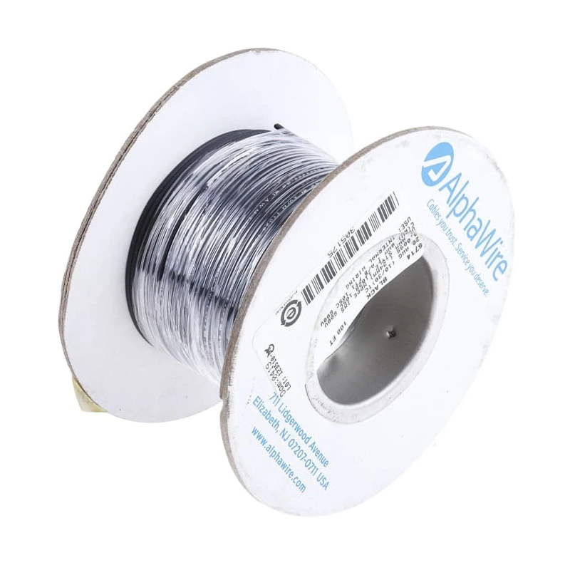 Alpha Wire Ecogen Ecowire Series Black 0.52 mm² Hook Up Wire 20 AWG 10x0.25mm Copper 30m 600V 105°C 6714 BK005