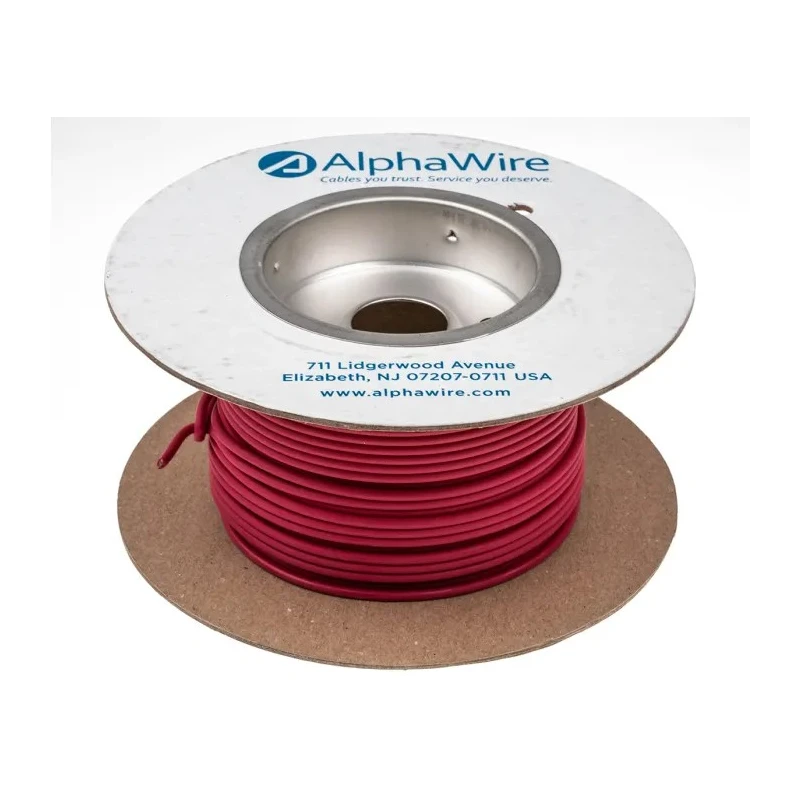 Alpha Wire Ecogen Ecowire Series Red 3.3 mm² Hook Up Wire, 12 AWG, 65/0.25 mm Core Strands, 30 m Length, MPPE 6718 RD005