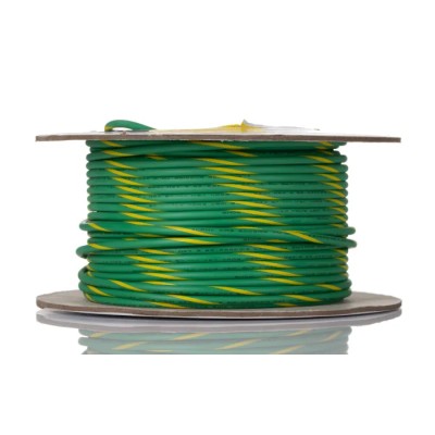 RS PRO Ecogen Ecowire Series Green, Yellow 5.2 mm² 10 AWG Hook Up Wire 105x0.25 mm Core Strands 30 m 6719 GY005