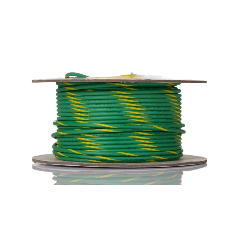 RS PRO Ecogen Ecowire Series Green, Yellow 5.2 mm² 10 AWG Hook Up Wire 105x0.25 mm Core Strands 30 m 6719 GY005