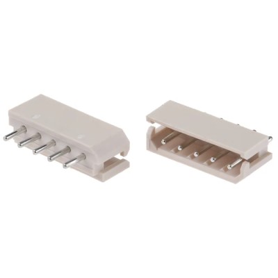 Molex SPOX Series Straight Through Hole Shrouded PCB Header, 5 Contacts, 2.5 mm Pitch, 1 Row, Nylon Housing 22-03-5055