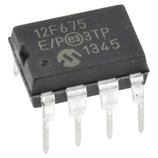 Microchip 8 bit PIC Microcontroller, PIC12F Series, 20 MHz, 1.75kB FLASH, 64 byte RAM, 8-Pin PDIP PIC12F675-E/P