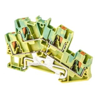 Phoenix Contact Earth Terminal Block PTTBS 2.5-PE Series, 2-Level, Push-in, 800V, 24A, Green/Yellow, 0.14 to 4 mm² 3209620