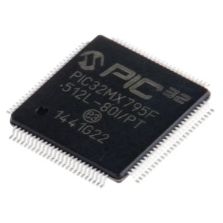 Microchip 32-bit PIC32MX Microcontroller 80 MHz, 12 kB RAM, 512 kB FLASH, 100-Pin TQFP PIC32MX795F512L-80I/PT