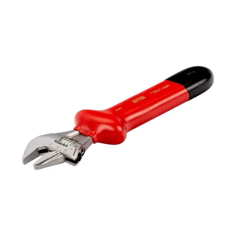 Bahco Adjustable Spanner 24 mm Jaw Capacity 205 mm Length Insulated Handle VDE 1000V Approved 8071V