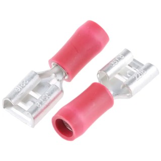 JST Red Insulated Female Spade Connector Crimp 6.35 x 0.8 mm Tab Size 22 AWG to 16 AWG FVDDF1.25-250A(S)(LF)