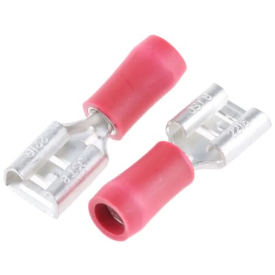 JST Red Insulated Female Spade Connector Crimp 6.35 x 0.8 mm Tab Size 22 AWG to 16 AWG FVDDF1.25-250A(S)(LF)