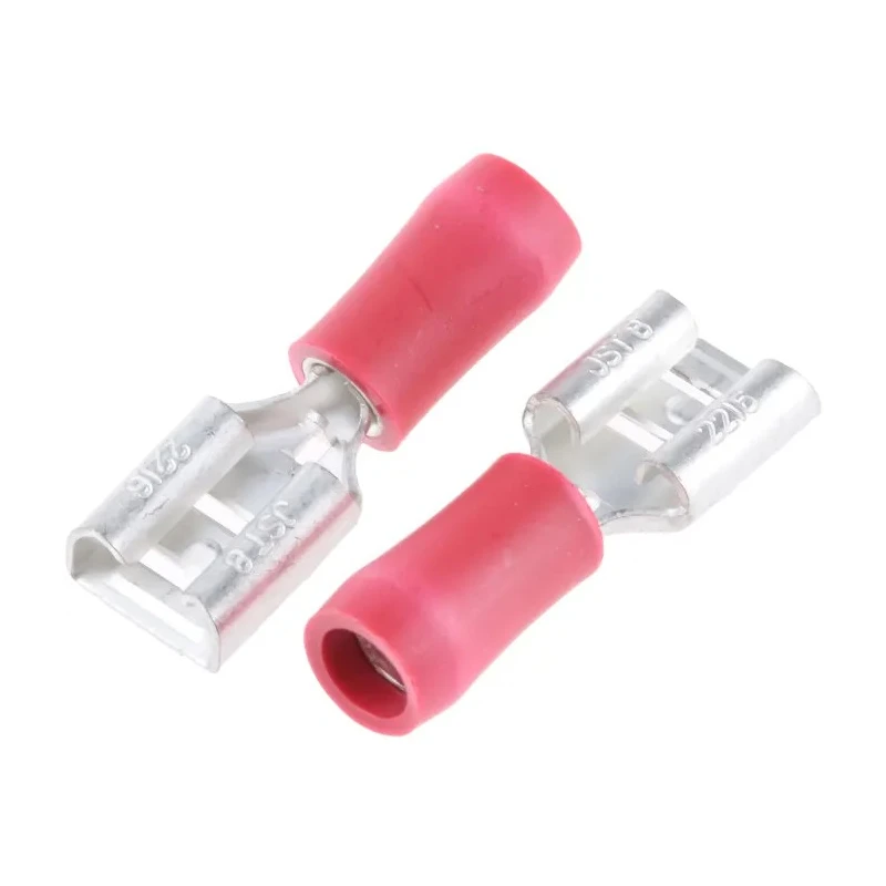JST Red Insulated Female Spade Connector Crimp 6.35 x 0.8 mm Tab Size 22 AWG to 16 AWG FVDDF1.25-250A(S)(LF)