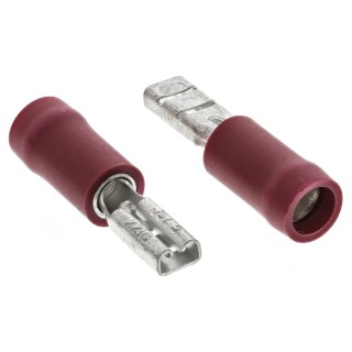JST Red Insulated Female Spade Connector Crimp 2.79 x 0.5 mm Tab Size 22 AWG to 16 AWG FVDDF1.25-110A-5(S)(LF)
