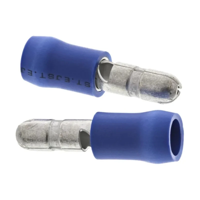JST Insulated Blue Crimp Bullet Connector 16 AWG to 14 AWG, 4 mm Bullet Diameter, Male FVDGM2.5