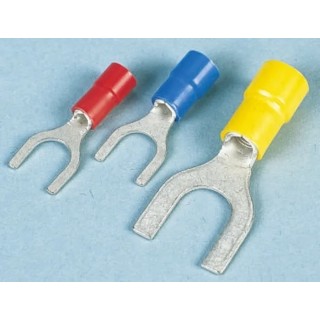 JST Insulated Fork Terminal 22 AWG to 16 AWG M4 Stud Size Vinyl Red FVWS1.25-S4A(LF)