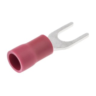 JST FVWS1.25-YS4A(LF) Insulated Fork Terminal 22 AWG to 16 AWG, M4 Stud Size, Vinyl Insulation, Red