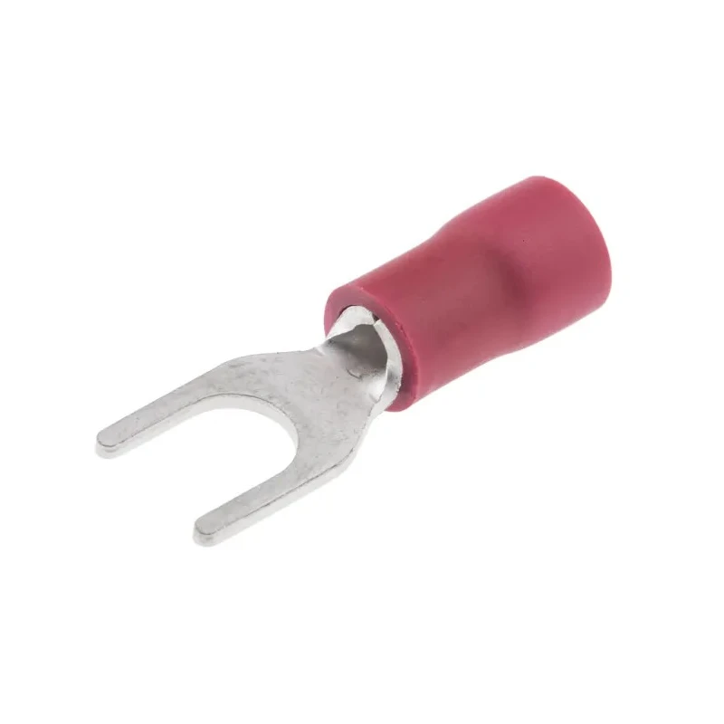 JST FVWS1.25-YS4A(LF) Insulated Fork Terminal 22 AWG to 16 AWG, M4 Stud Size, Vinyl Insulation, Red