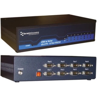 Brainboxes USB to Serial Interface Converter 8 Ports USB Type B to 8xDB9 Male Connectors US-279