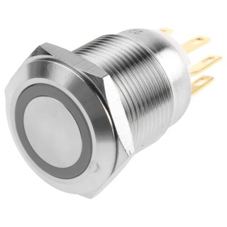 EOZ R Series Illuminated Momentary Panel Push Button Switch SPDT Blue LED IP65 250V AC R19FFSSPAGRB220