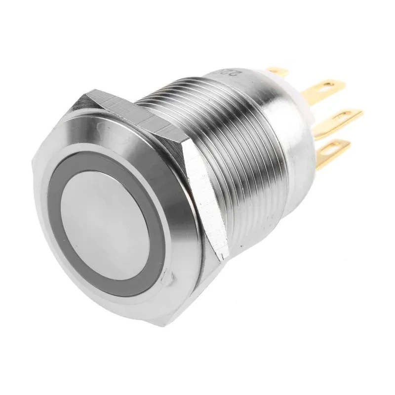 EOZ R Series Illuminated Momentary Panel Push Button Switch SPDT Blue LED IP65 250V AC R19FFSSPAGRB220