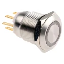 EOZ R Series Illuminated Momentary Push Button Switch Panel Mount 19 mm Cutout DPDT 5A 250V AC Green LED R19FFSSPAGRG24