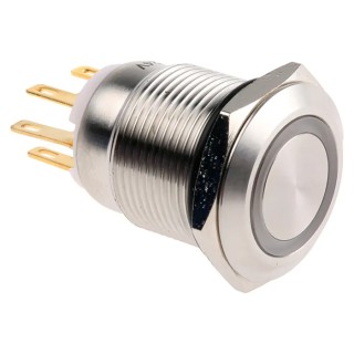 EOZ R Series Illuminated Momentary Push Button Switch Panel Mount 19 mm Cutout DPDT 5A 250V AC Green LED R19FFSSPAGRG24
