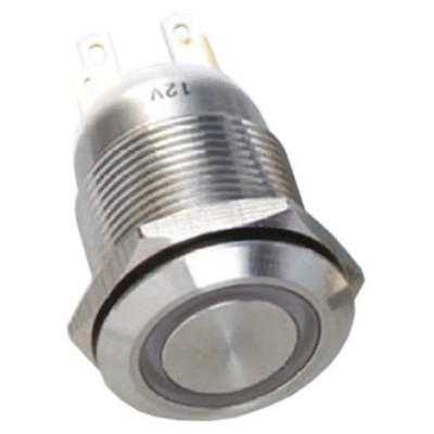 EOZ R Series Illuminated Push Button Switch Momentary Panel Mount 19 mm Cutout DPDT White LED IP65 250V ac R19FFSSPAGRW12