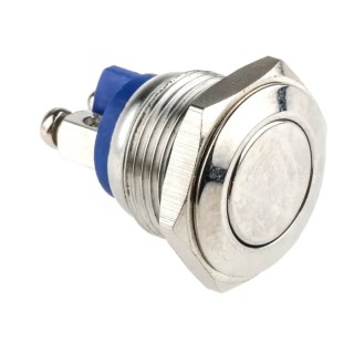 EOZ Push Button Switch Momentary Panel Mount SPST Silver Actuator 16.2 mm Cutout IP65 48 V dc 250 V ac R16FFSSTAG