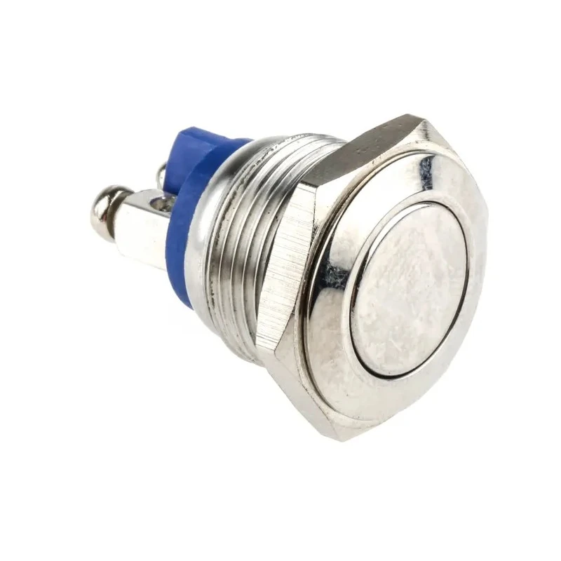 EOZ Push Button Switch Momentary Panel Mount SPST Silver Actuator 16.2 mm Cutout IP65 48 V dc 250 V ac R16FFSSTAG