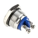 EOZ Push Button Switch Momentary Panel Mount SPST Silver Actuator 16.2 mm Cutout IP65 48 V dc 250 V ac R16FFSSTAG