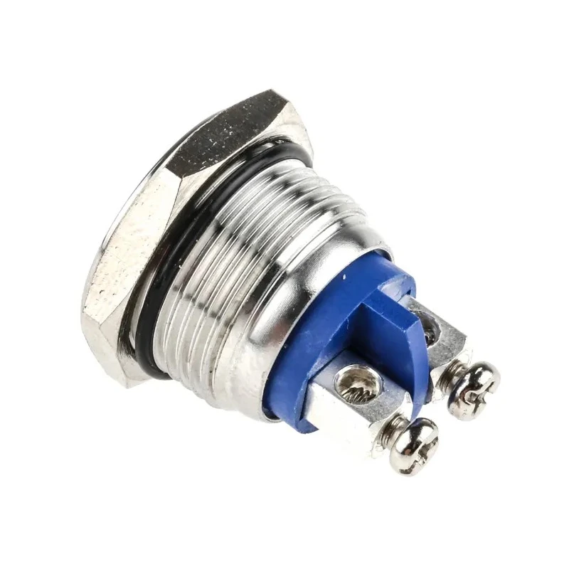 EOZ Push Button Switch Momentary Panel Mount SPST Silver Actuator 16.2 mm Cutout IP65 48 V dc 250 V ac R16FFSSTAG