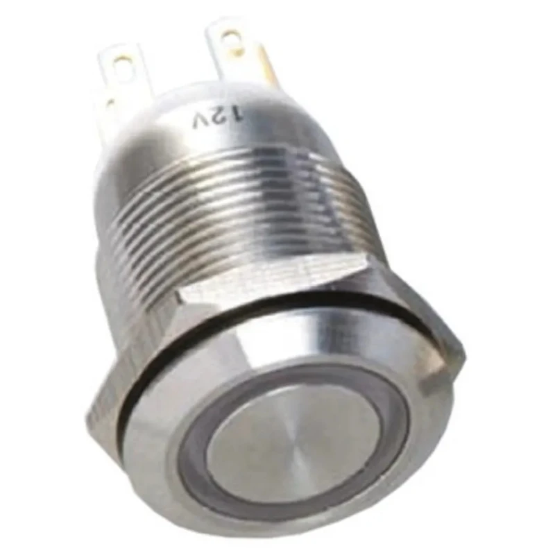 EOZ R Series Illuminated Push Button Switch, Momentary Operation, Panel Mount, 19 mm Cutout, DPDT, White LED R19FFSSPAGRW24