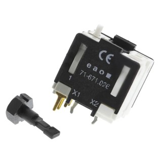 EAO Push Button Contact Block 250V AC, 1 NO/1 NC, PCB Terminal, 3A Current Rating 71-671.026