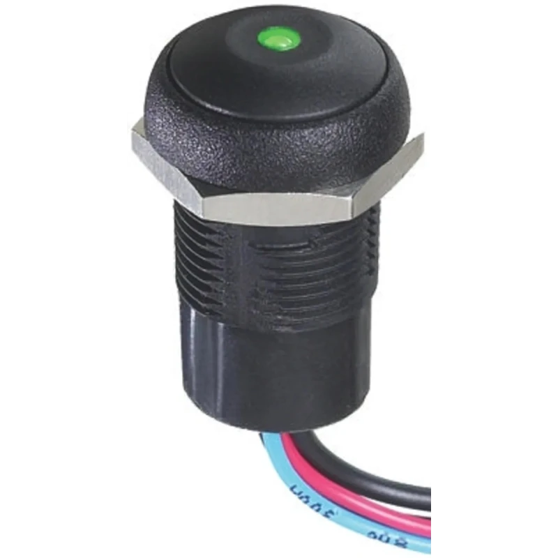 APEM IR Series Illuminated Momentary Push Button Switch Panel Mount 14.8 mm Cutout SPST Green LED IP67 48V dc IRR3F422LOG