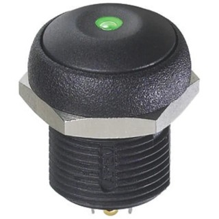 APEM IR Series Illuminated Momentary Push Button Switch, Panel Mount, SPST, Green LED, IP67, 14.8 mm Cutout, 48 IRR3S422LOG
