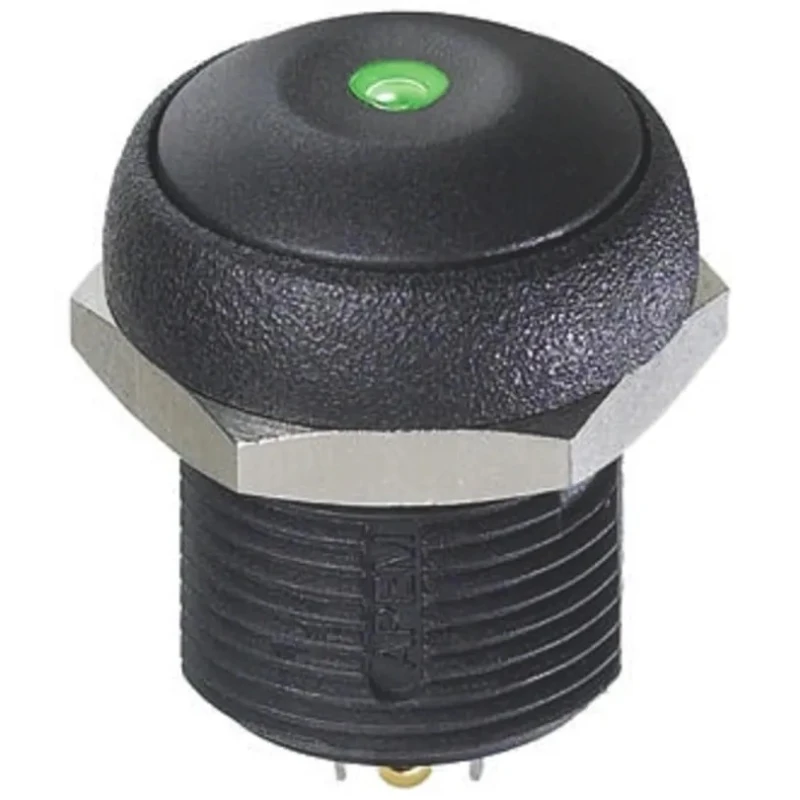APEM IR Series Illuminated Momentary Push Button Switch, Panel Mount, SPST, Green LED, IP67, 14.8 mm Cutout, 48 IRR3S422LOG