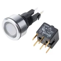 APEM Illuminated Push Button Switch, Latching, Panel Mount, 22 mm Cutout, DPDT, Red LED, IP65 A1PCA1X220J103