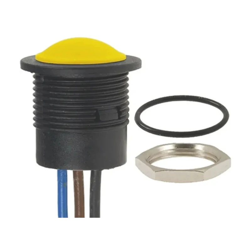 APEM IA Series Panel Mount Push Button Switch, Yellow Plunger Actuator, 16.2 mm Cutout, SPDT, IP67, 24 V dc IAR5F1500