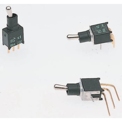 APEM Toggle Switch PCB Mount On-Off-On SPST Through Hole Terminal 24V dc 250V ac TL37P0050