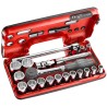 Facom 21-Piece 1/2 in Drive 12 Point Socket Set Chrome Vanadium Steel Bright Chrome Finish S.360DBOX112