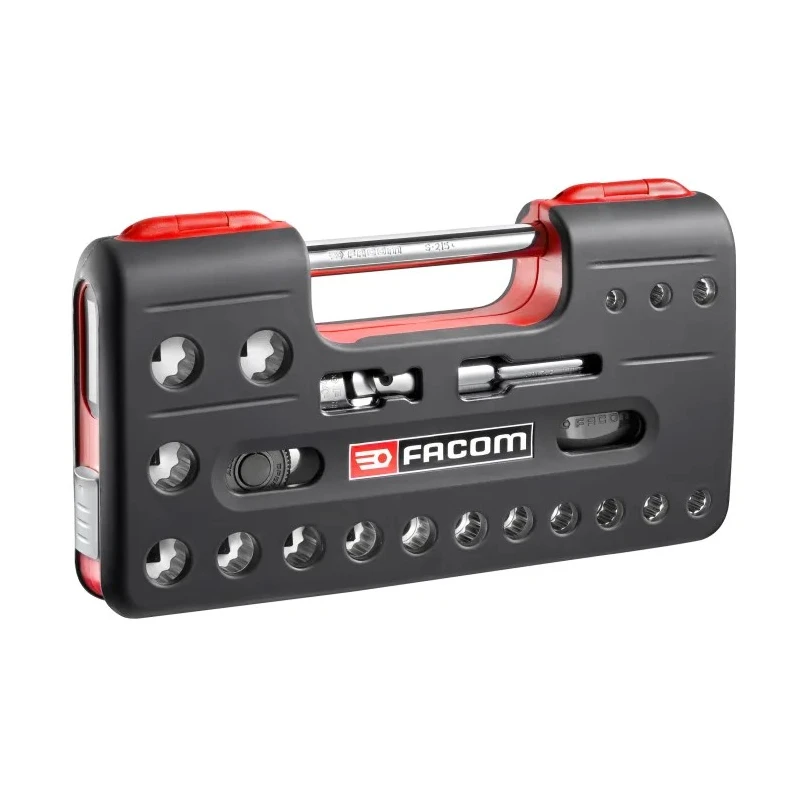 Facom 21-Piece 1/2 in Drive 12 Point Socket Set Chrome Vanadium Steel Bright Chrome Finish S.360DBOX112
