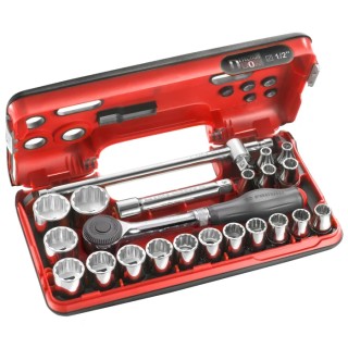 Facom 22-Piece 1/2 inch Drive 12 Point Socket Set Chrome Vanadium Steel S.360DBOX412