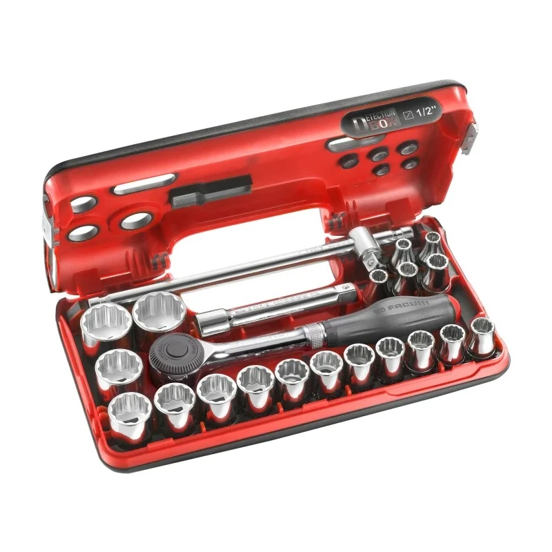 Facom 22-Piece 1/2 inch Drive 12 Point Socket Set Chrome Vanadium Steel S.360DBOX412