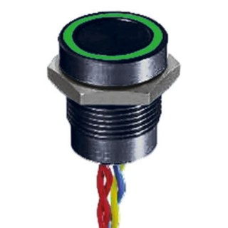APEM Illuminated Piezo Switch Momentary SPST Green LED IP68 Through Hole 16 mm Panel Cutout 200mA 24V AC/DC 