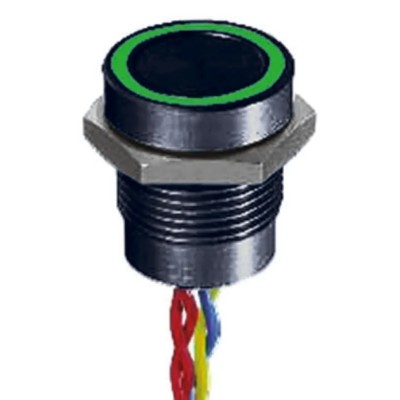 APEM Illuminated Piezo Switch Momentary SPST Green LED IP68 Through Hole 16 mm Panel Cutout 200mA 24V AC/DC 