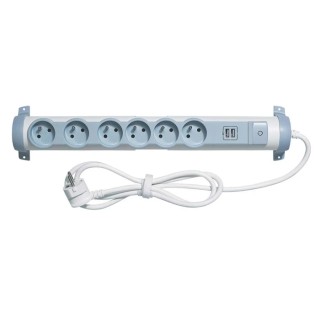 Legrand 1.5 m 6 Socket Type E Extension Lead 16A RoHS Compliant Grey Cable 0 503 92