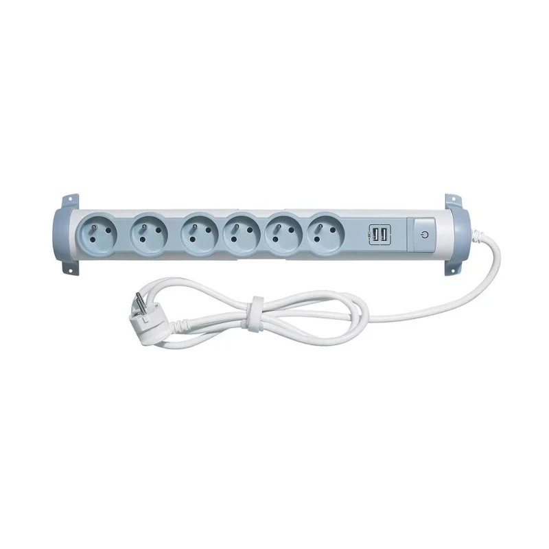 Legrand 1.5 m 6 Socket Type E Extension Lead 16A RoHS Compliant Grey Cable 0 503 92