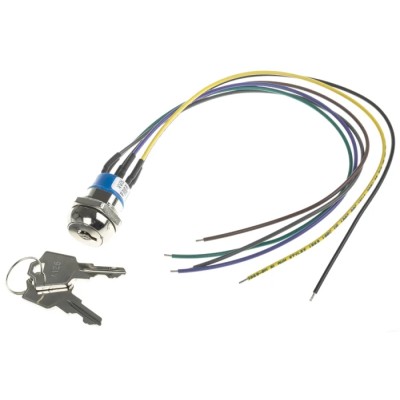 APEM Key Switch DPST Latching 4A 28V DC 125V AC 2-Position Flat-Key Round Bezel JD9O126W