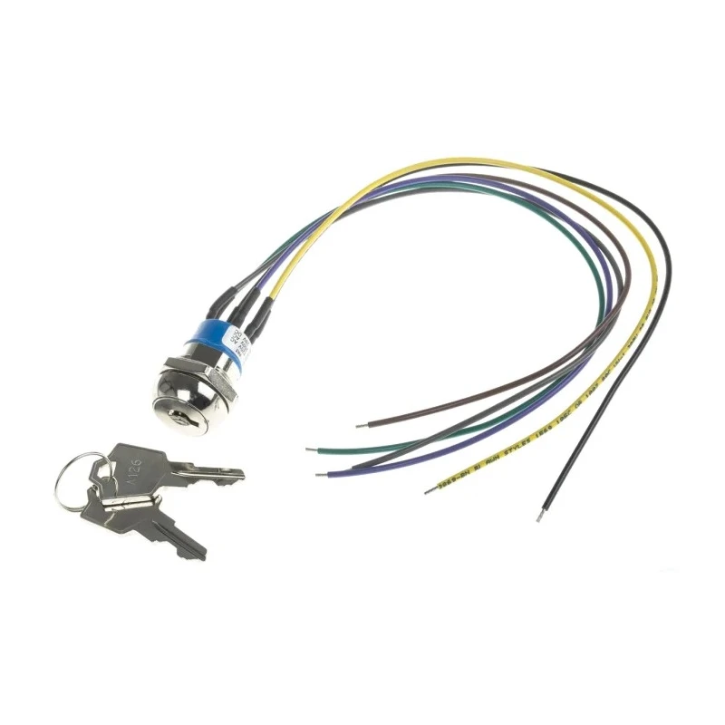 APEM Key Switch DPST Latching 4A 28V DC 125V AC 2-Position Flat-Key Round Bezel JD9O126W